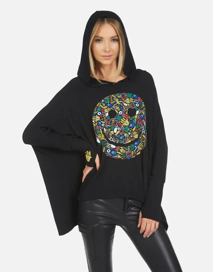 Wilma Lucky Happy Face Black Women039s Lauren Moshi Hoodies