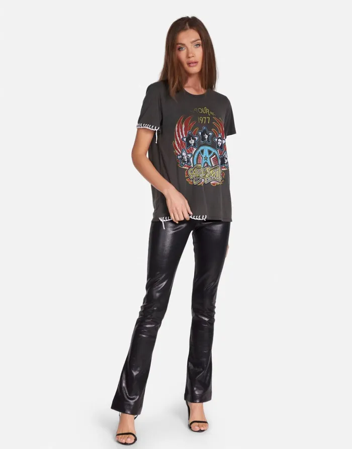 Wolf Aerosmith Tour Pigment Black Women039s Lauren Moshi Short Sleeve