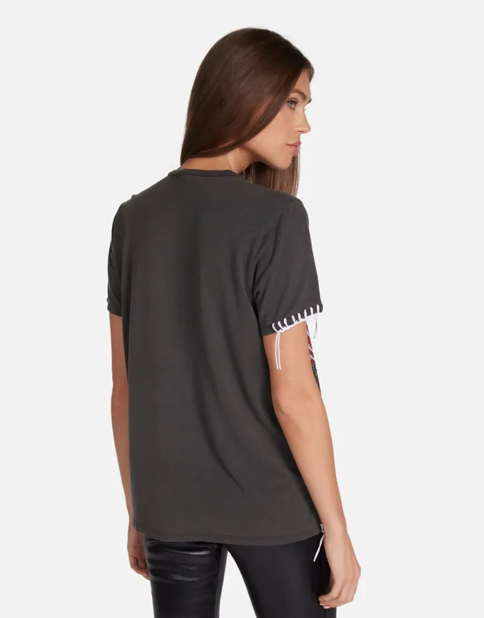 Wolf Aerosmith Tour Pigment Black Women039s Lauren Moshi Short Sleeve