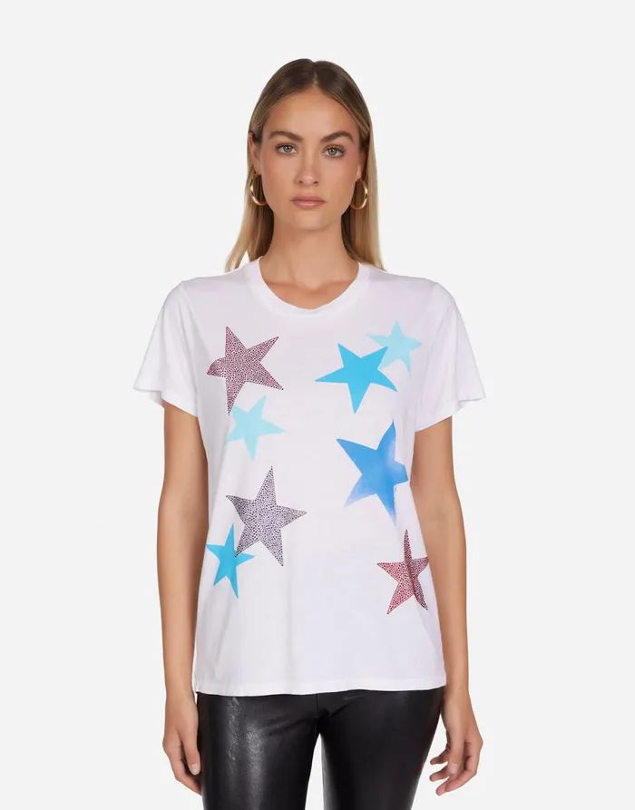 Wolf Color Crystal Multi Stars White Women039s Lauren Moshi Short Sleeve