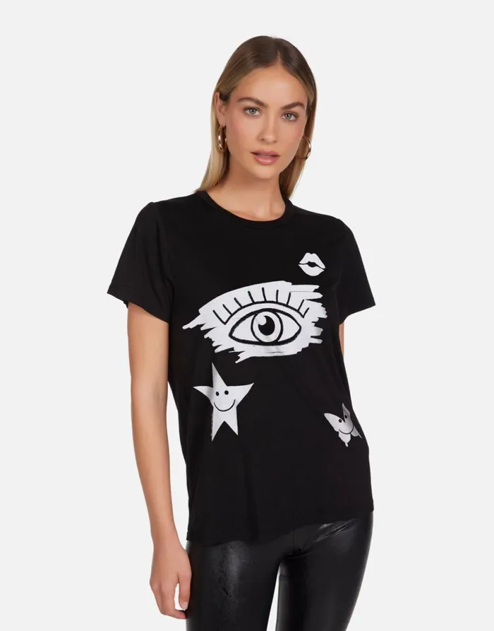 Wolf X Scribble Eye Elements Black Women039s Lauren Moshi Short Sleeve