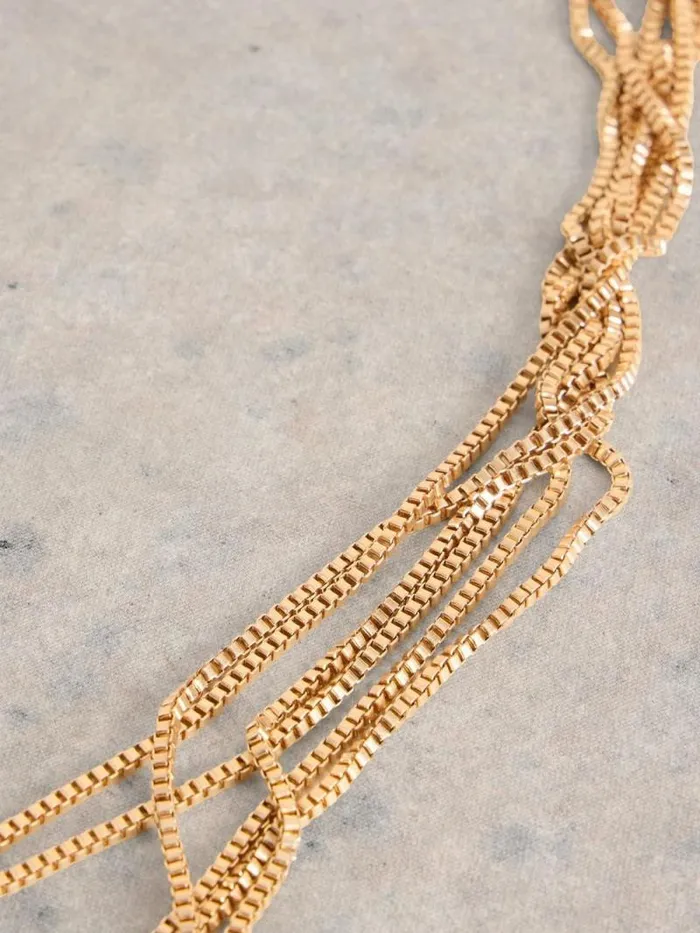 Women ABELIA CHAIN NECKLACE Gold Tone Metallic White Stuff Jewellery