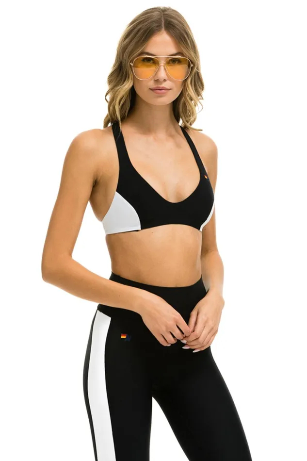 Women Activewear Aviator Nation COLOR BLOCK BRALETTE SPORTS BRA 8211 BLACK