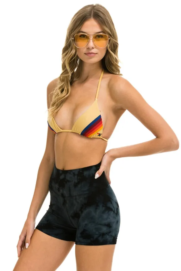 Women Activewear Aviator Nation HAND DYED 3 INCH HIRISE BIKER SHORTt TIE DYE SMOKE