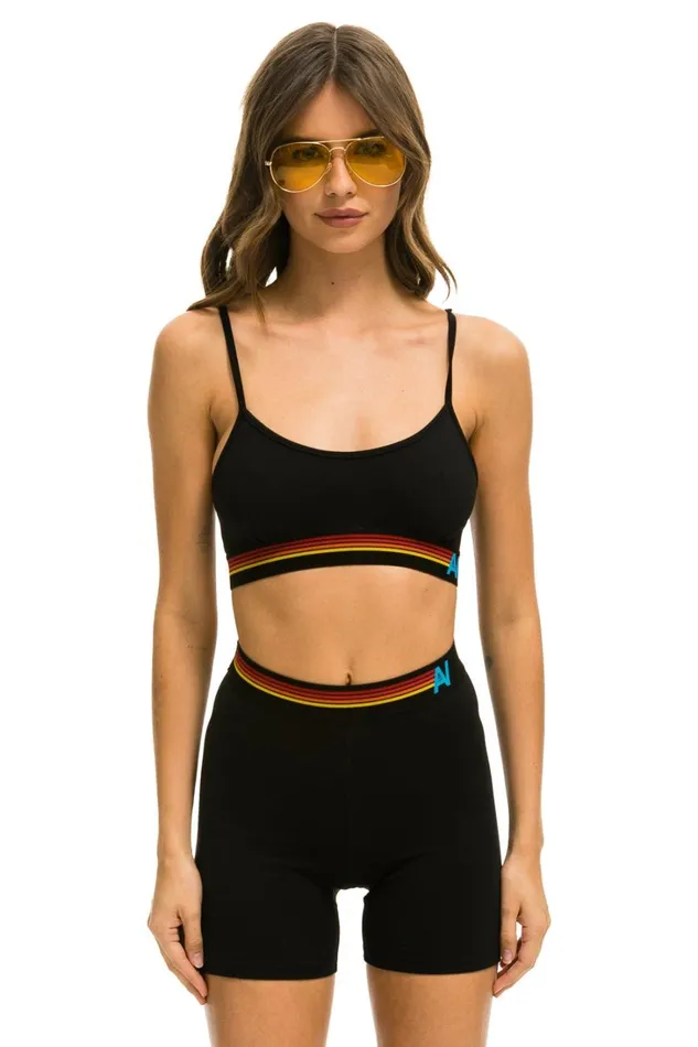 Women Activewear Aviator Nation LOGO ADJUSTABLE BRALETTE 8211 BLACK
