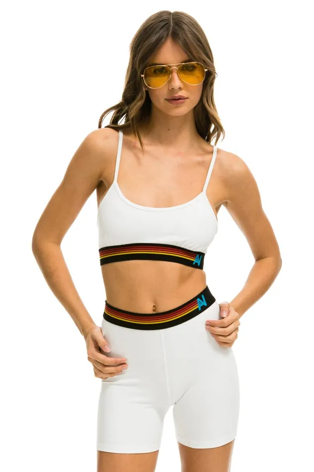 Women Activewear Aviator Nation LOGO ADJUSTABLE BRALETTE 8211 WHITE