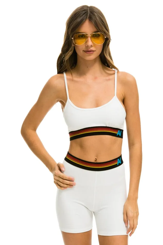 Women Activewear Aviator Nation LOGO ADJUSTABLE BRALETTE 8211 WHITE
