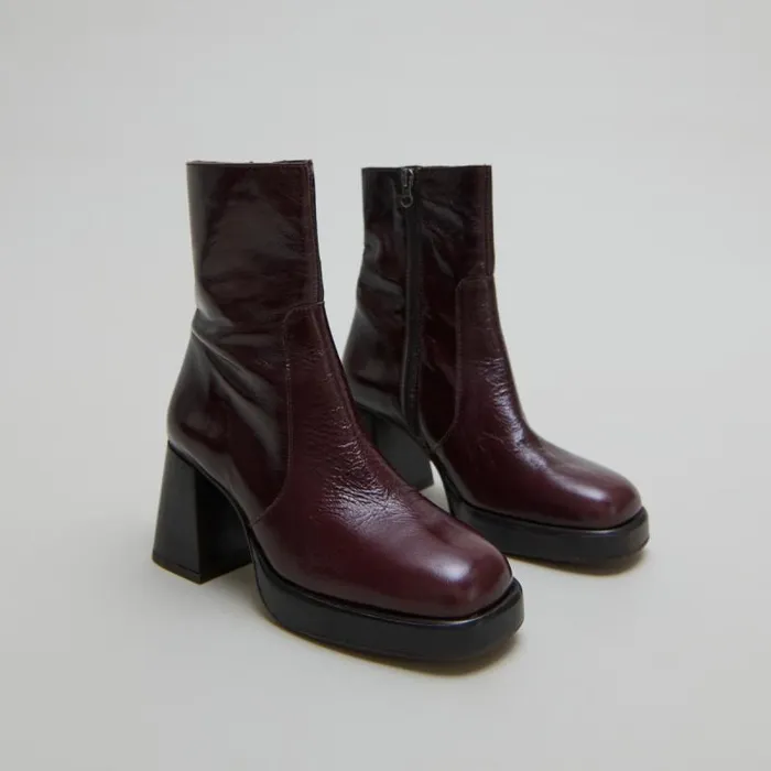 Women Ankle Boots With Platforms Dark Brown JONAK Ankle Boots Lowboots