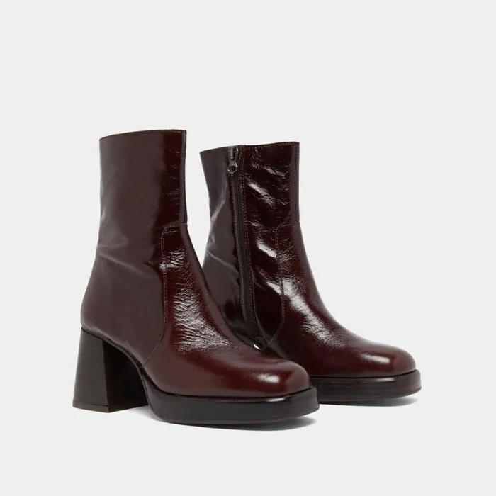 Women Ankle Boots With Platforms Dark Brown JONAK Ankle Boots Lowboots