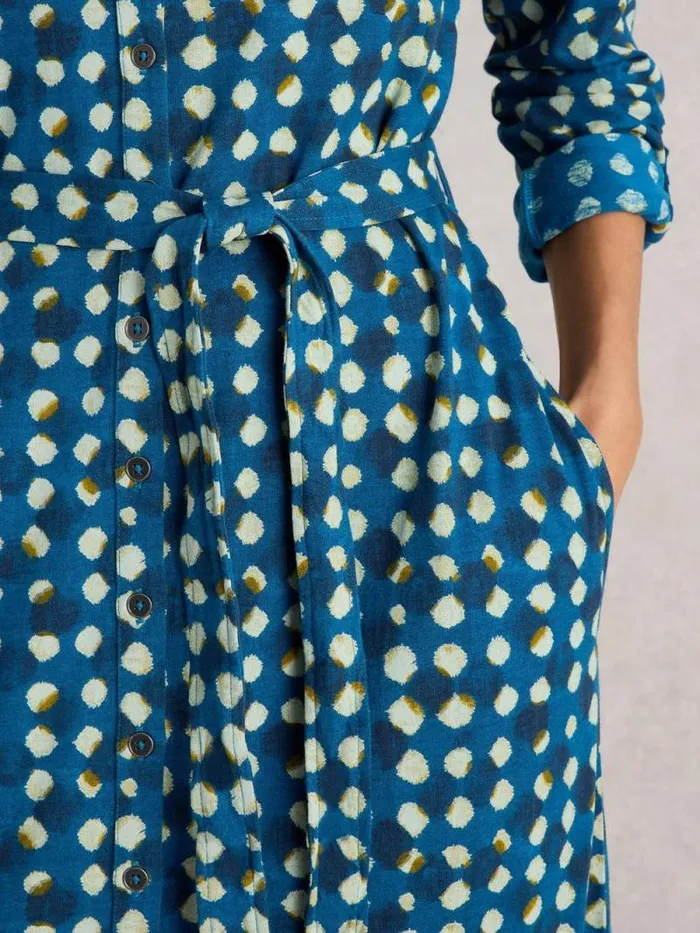 Women Annie Shirt Midi Dress Blue Print White Stuff Dresses