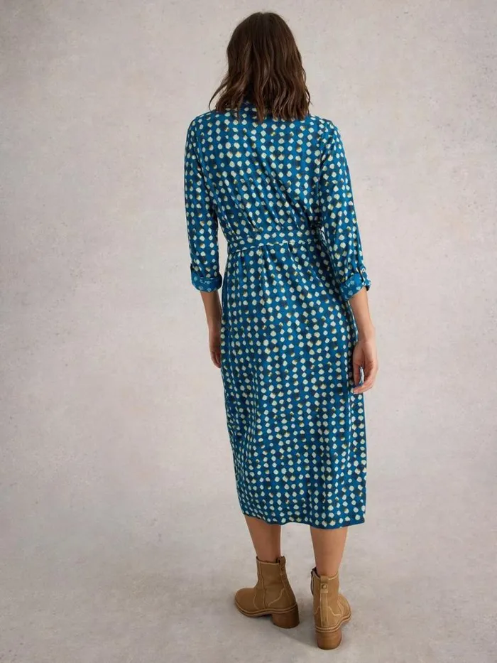 Women Annie Shirt Midi Dress Blue Print White Stuff Dresses