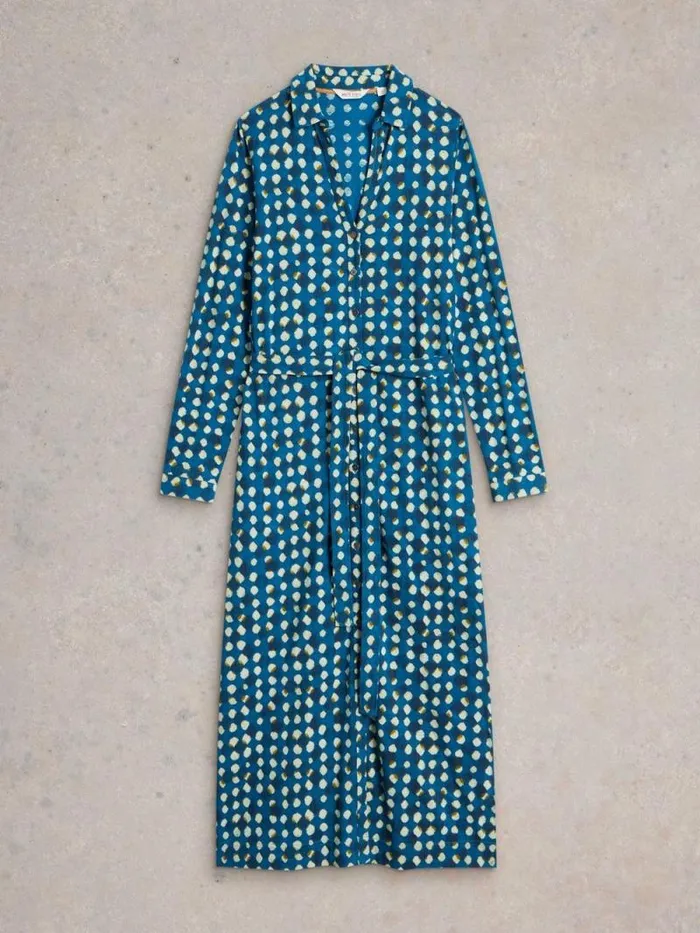 Women Annie Shirt Midi Dress Blue Print White Stuff Dresses