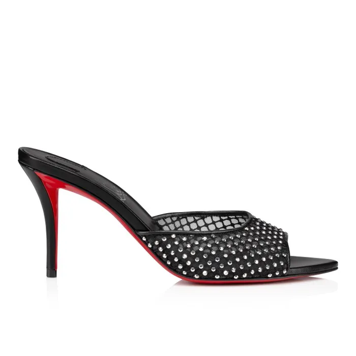 Women Apostropha Mule Mesh Strass 80 Mm Mules 8211 Mesh Nappa Leather And Strass 8211 Black Christian Louboutin Sandals and Slides