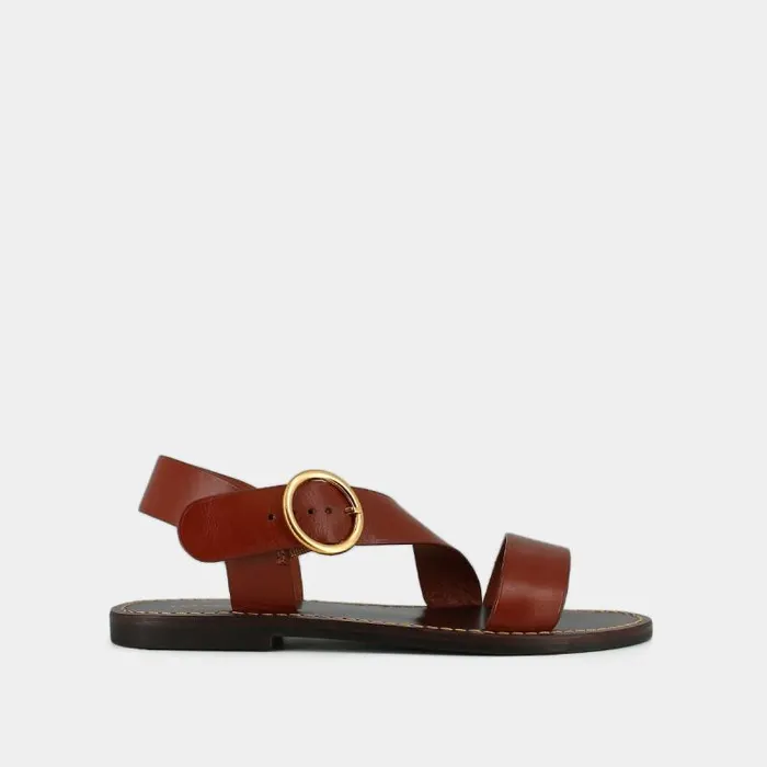 Women Asymmetrical Sandals Cognac JONAK Sandals