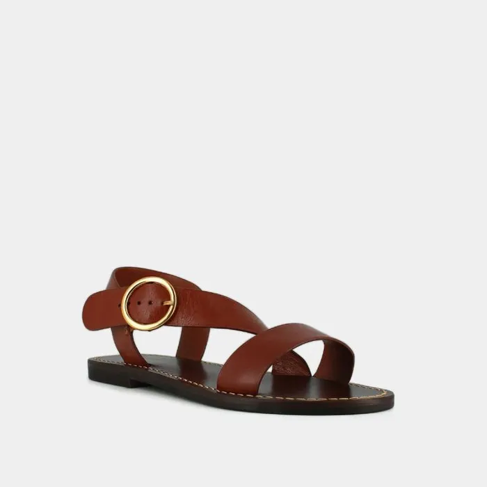 Women Asymmetrical Sandals Cognac JONAK Sandals