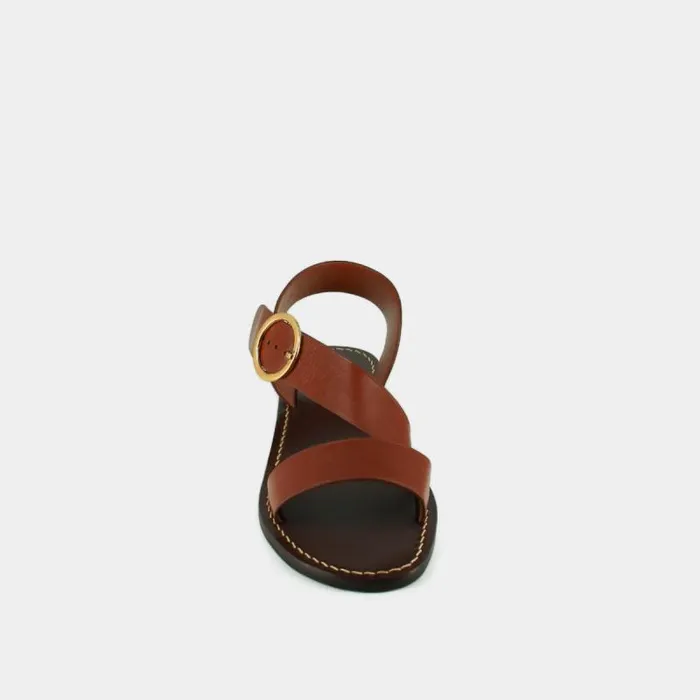 Women Asymmetrical Sandals Cognac JONAK Sandals