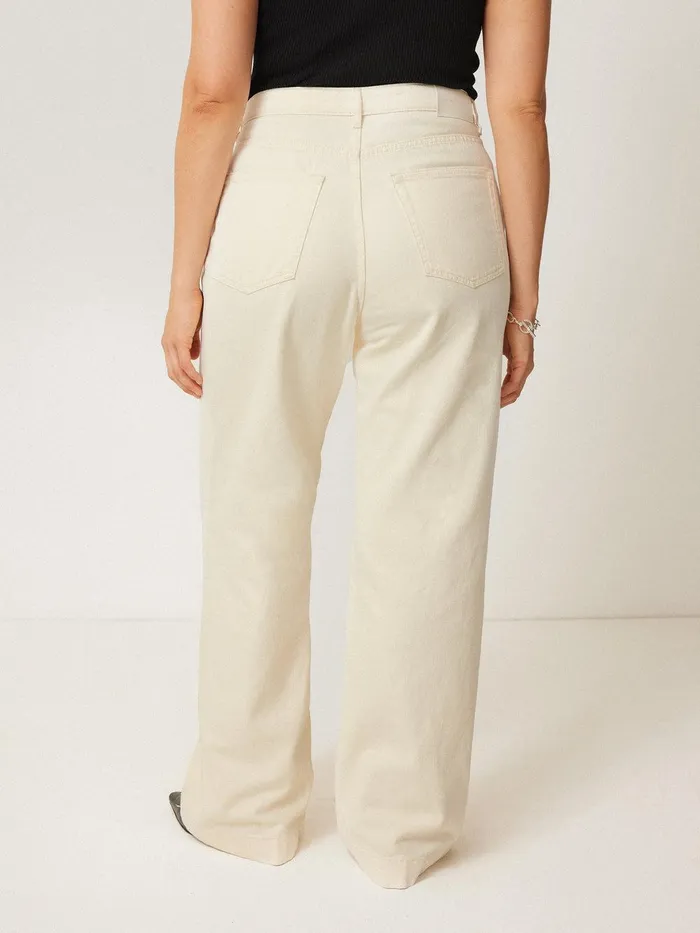 Women Balfour Long Wide Leg Jean Ecru Jigsaw Trousers