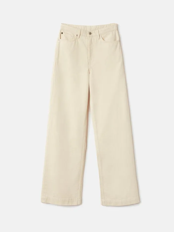 Women Balfour Long Wide Leg Jean Ecru Jigsaw Trousers
