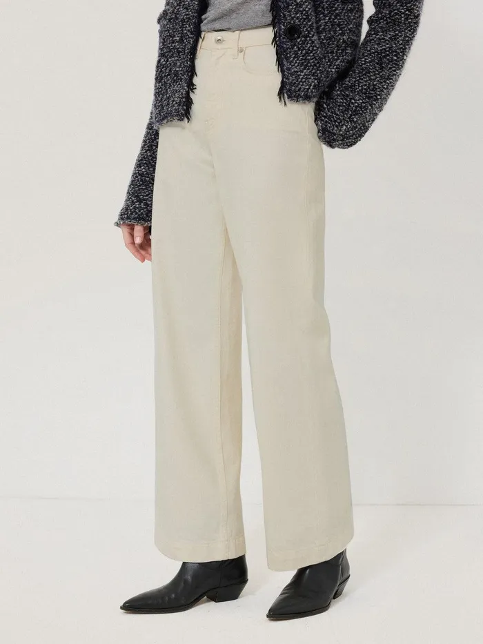 Women Balfour Long Wide Leg Jean Ecru Jigsaw Trousers