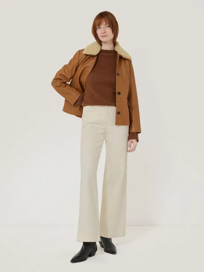 Women Balfour Long Wide Leg Jean Ecru Jigsaw Trousers