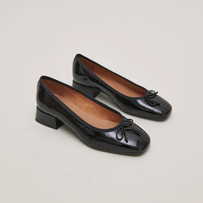 Women Ballerinas With Square Toes Black JONAK Ballet Flats