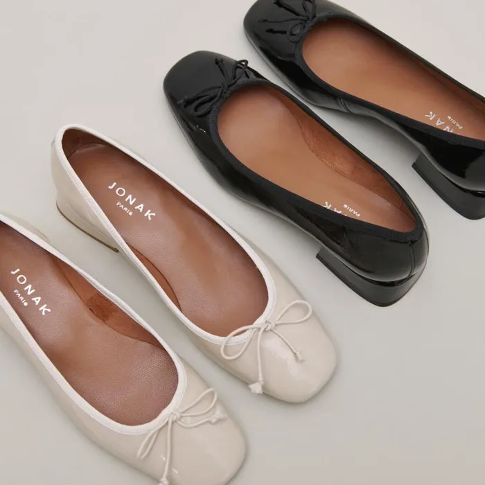 Women Ballerinas With Square Toes Black JONAK Ballet Flats
