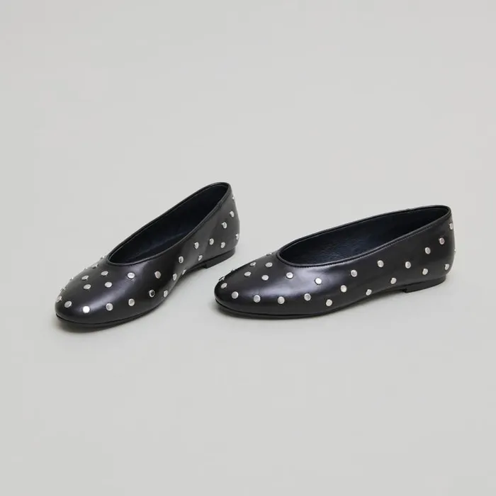Women Ballet Flats With Silver Details Black JONAK Ballet Flats