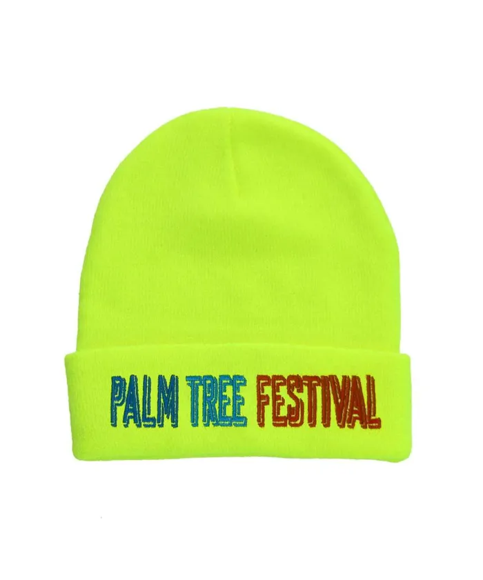 Women Beanies Aviator Nation PALM TREE FESTIVAL ASPEN 2023 BEANIE 8211 NEON YELLOW