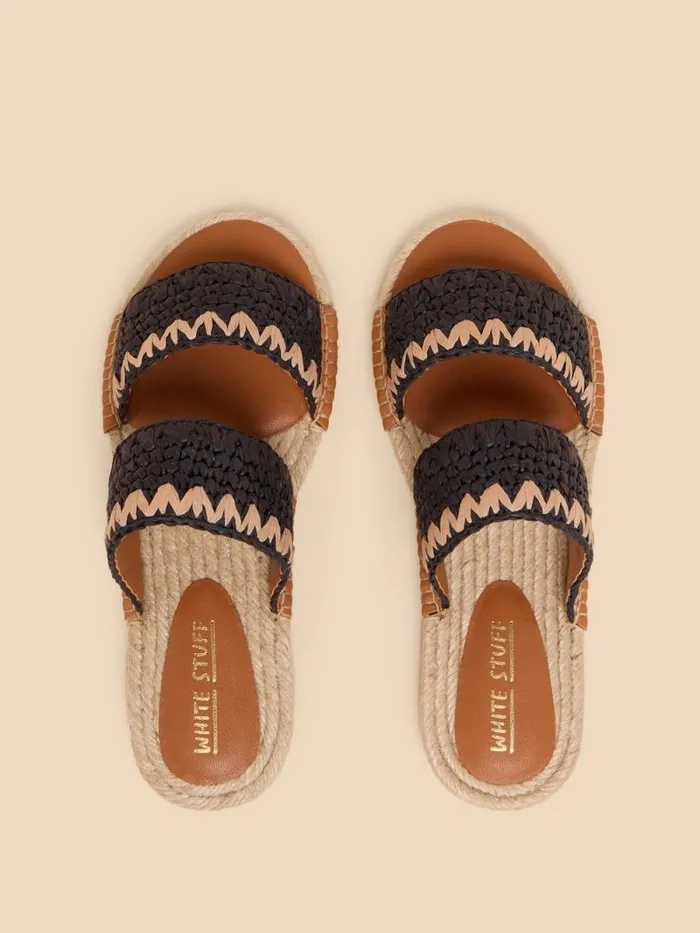 Women Belflower Raffia Mule Black Multi White Stuff Sandals Women Belflower Raffia Mule Black Multi White Stuff Sandals
