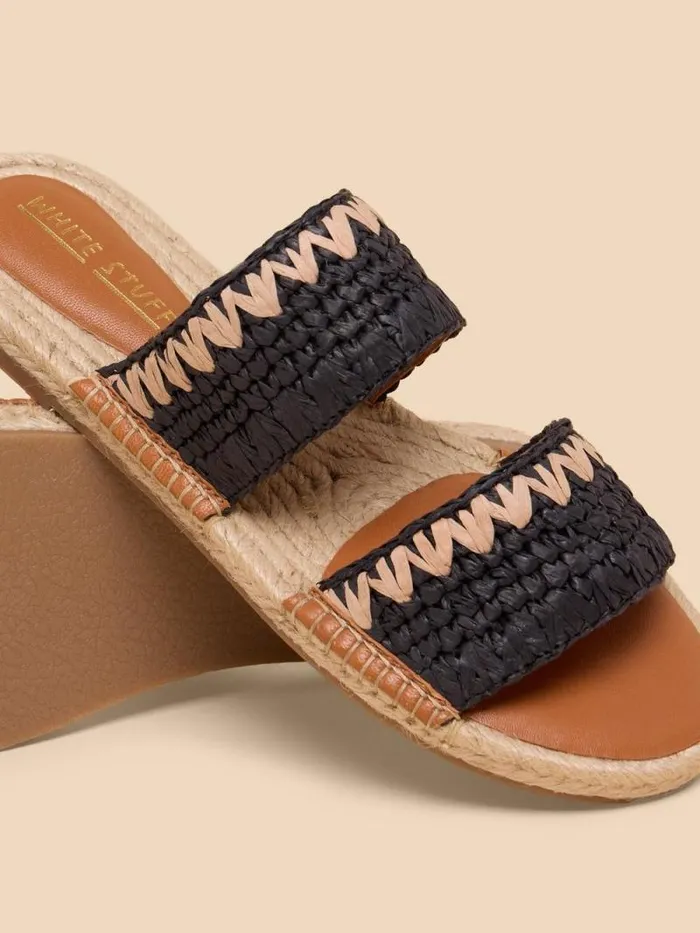 Women Belflower Raffia Mule Black Multi White Stuff Sandals Women Belflower Raffia Mule Black Multi White Stuff Sandals