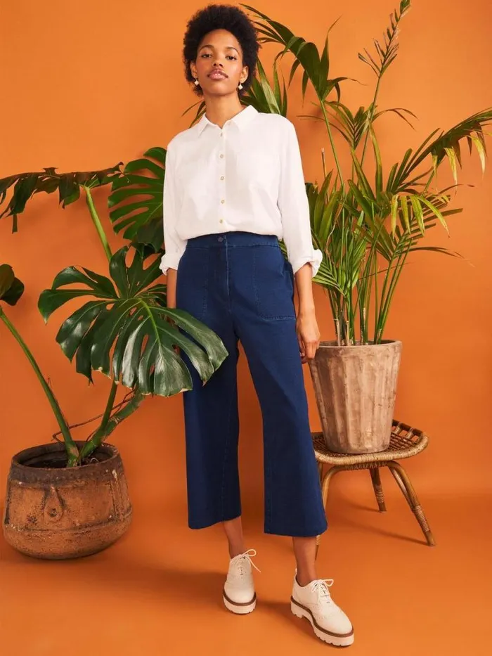Women Belle Jersey Wide Leg Crop Dk Denim White Stuff Trousers Women Belle Jersey Wide Leg Crop Dk Denim White Stuff Trousers
