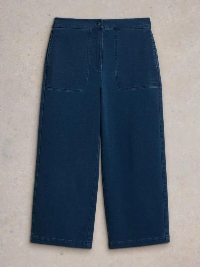 Women Belle Jersey Wide Leg Crop Dk Denim White Stuff Trousers Women Belle Jersey Wide Leg Crop Dk Denim White Stuff Trousers