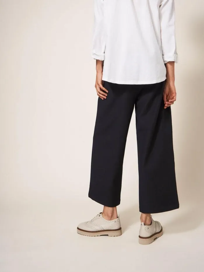 Women Belle Wide Leg Cropped Trouser Pure Black White Stuff Trousers