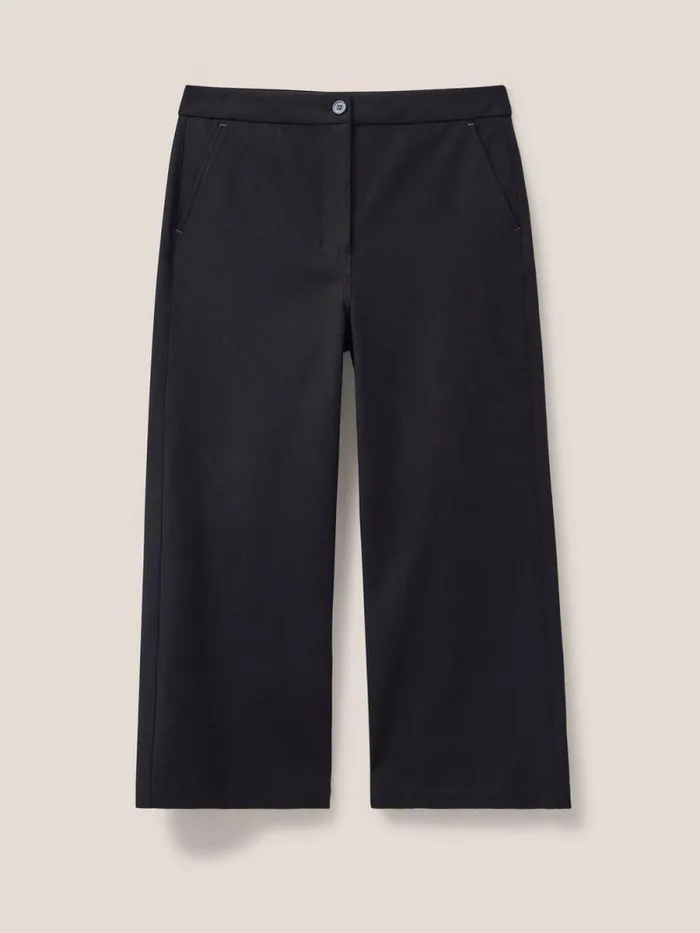 Women Belle Wide Leg Cropped Trouser Pure Black White Stuff Trousers
