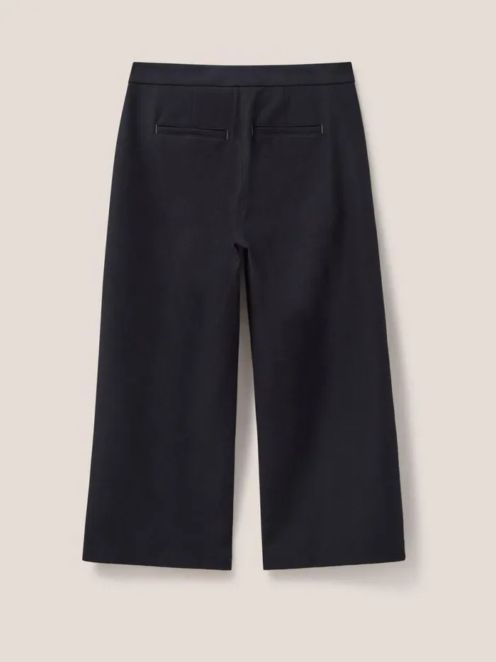 Women Belle Wide Leg Cropped Trouser Pure Black White Stuff Trousers