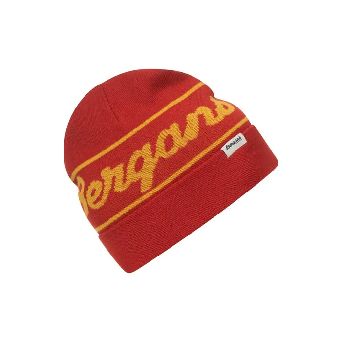 Women Bergans Of Norway Beanies And Caps Bergans Logo Beanie Dark Brick