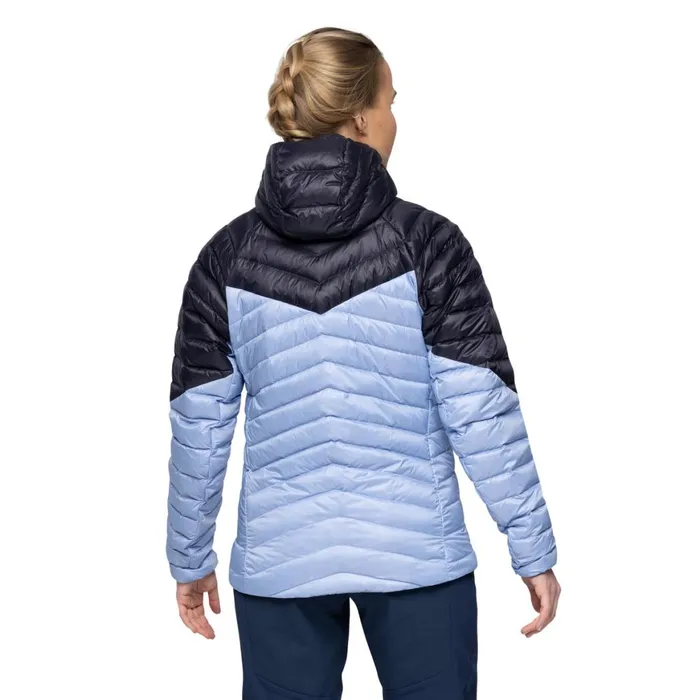 Women Bergans Of Norway Down Jackets Tind Light Down Jacket Hood Blueberry Milk Navy Blue