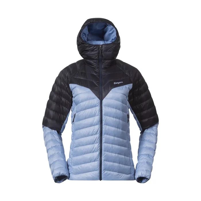 Women Bergans Of Norway Down Jackets Tind Light Down Jacket Hood Blueberry Milk Navy Blue