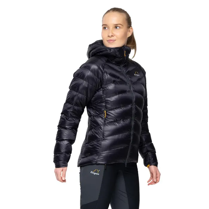 Women Bergans Of Norway Down Jackets Y Lightline Weightless Down Jacket Hood Dark Shadow Grey