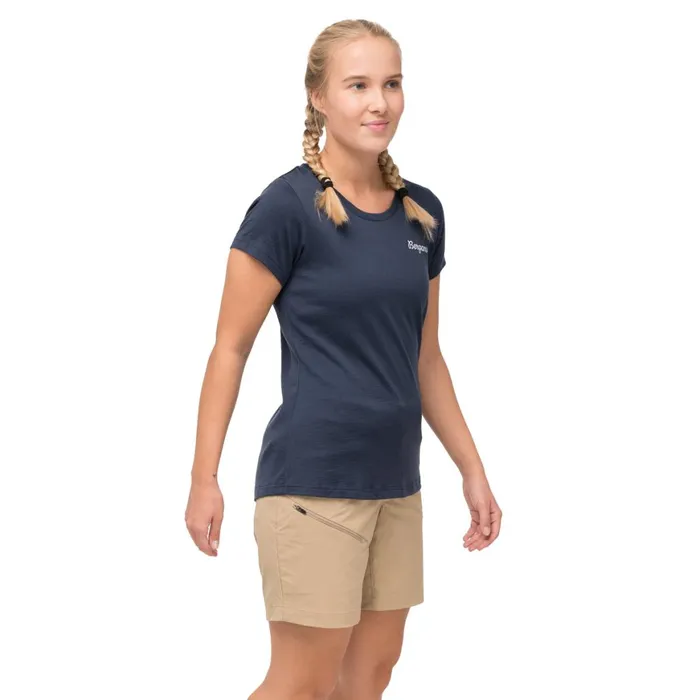 Women Bergans Of Norway TShirts Rabot Emblem Wool Tee Navy Blue