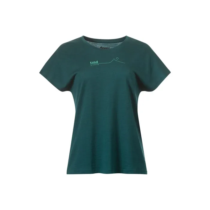 Women Bergans Of Norway TShirts Tind Crux Merino Tee Malachite Green Light Malachite Green Moon Peak