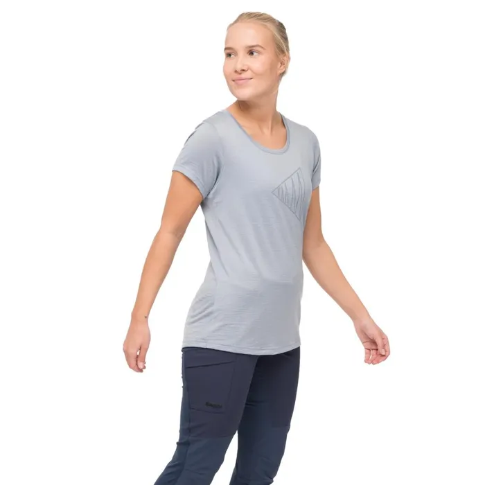Women Bergans Of Norway TShirts Vaagaa Adventure Merino Tee Husky Blue