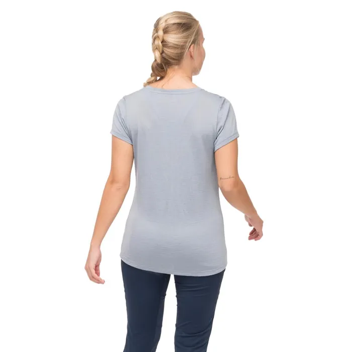 Women Bergans Of Norway TShirts Vaagaa Adventure Merino Tee Husky Blue