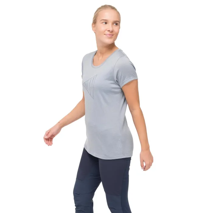 Women Bergans Of Norway TShirts Vaagaa Adventure Merino Tee Husky Blue