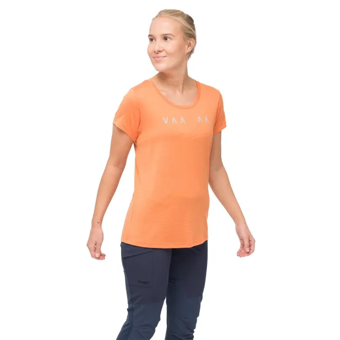Women Bergans Of Norway TShirts Vaagaa Explore Merino Tee Faded Orange