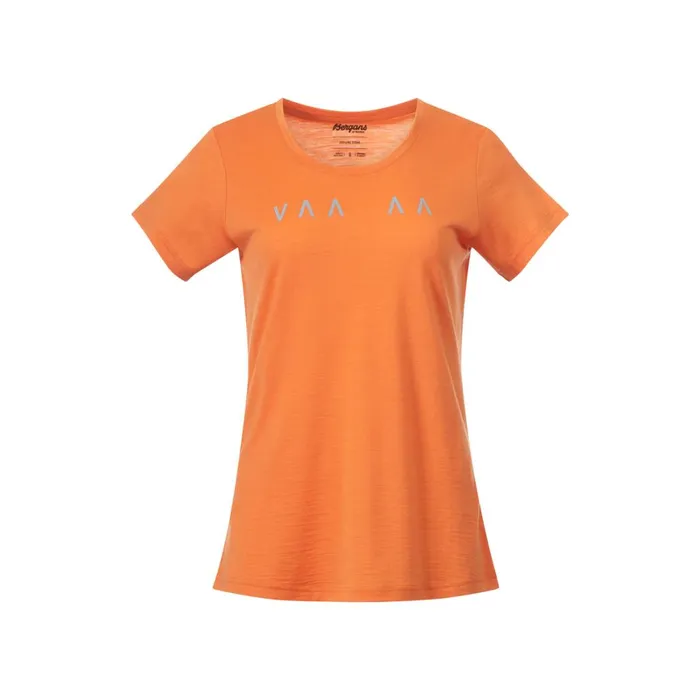 Women Bergans Of Norway TShirts Vaagaa Explore Merino Tee Faded Orange