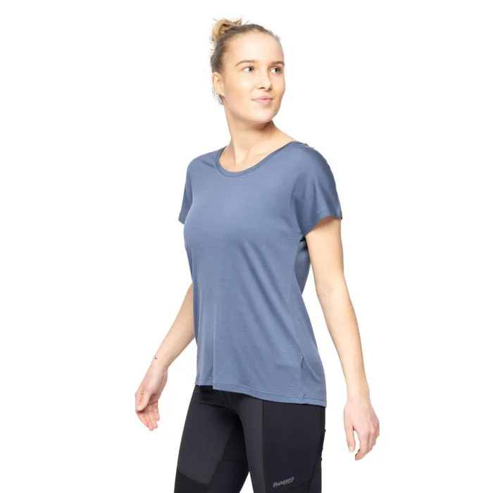 Women Bergans Of Norway TShirts Whenever Merino Tee Granite Blue