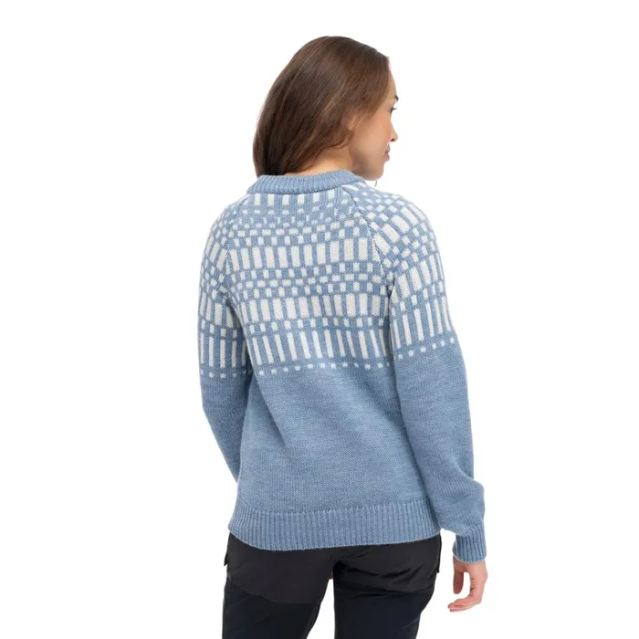 Women Bergans Of Norway Wool Nordmarka Merino Jumper Husky Blue Vanilla White