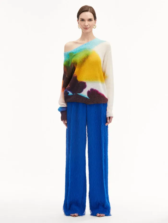 Women Blouses and Knits Oscar De La Renta Abstract Watercolor Pullover Lapis Multi Women Blouses and Knits Oscar De La Renta Abstract Watercolor Pullover Lapis Multi