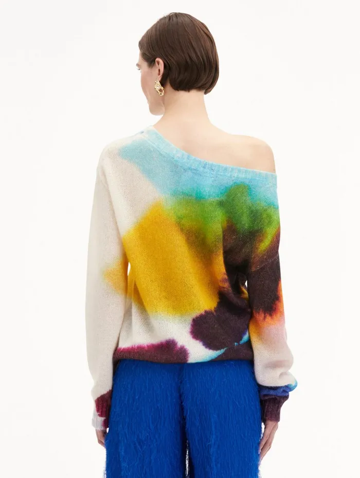 Women Blouses and Knits Oscar De La Renta Abstract Watercolor Pullover Lapis Multi Women Blouses and Knits Oscar De La Renta Abstract Watercolor Pullover Lapis Multi